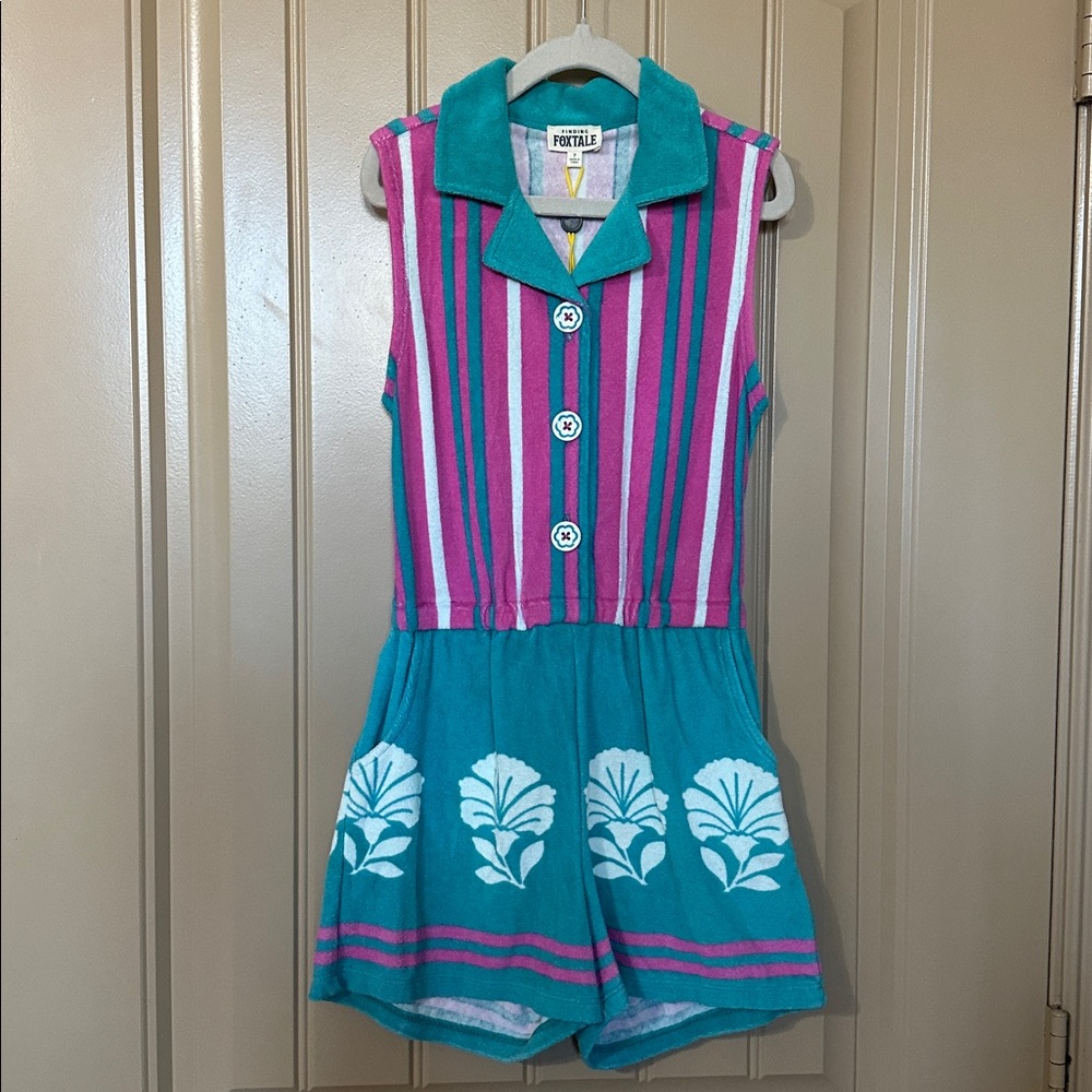 Finding Foxtale Striped Terry Romper Beach 🏖️ Girls size 7 New!